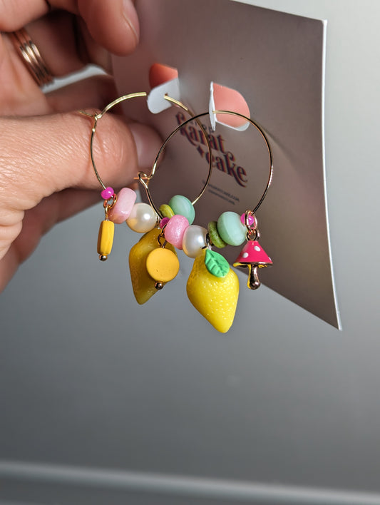 Statement Earrings: Pastel Fruit Hoops